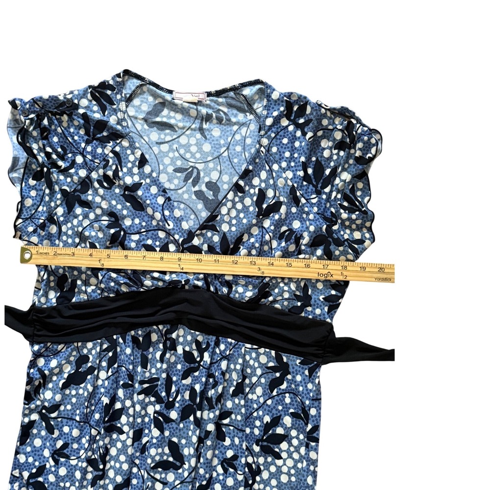 Vol 1 Y2K Blue Babydoll Top Tie Back Flutter Sleeve V Surplice Neckline SZ L? - Picture 6 of 9